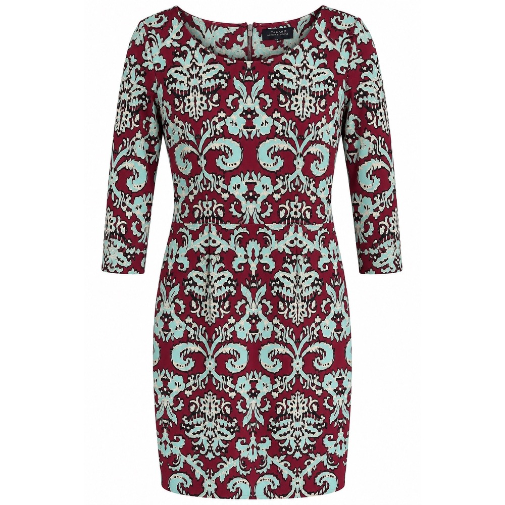 The Limited Ponte Sheath Dress Size 4 Burgundy Damask Print Workwear
